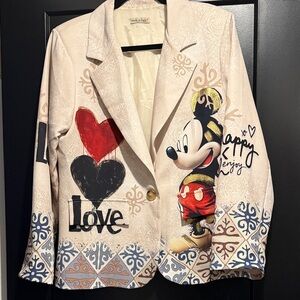 Mickey Graphic Cream Blazer Jacket - Designer Made in Italy (worn once) very new